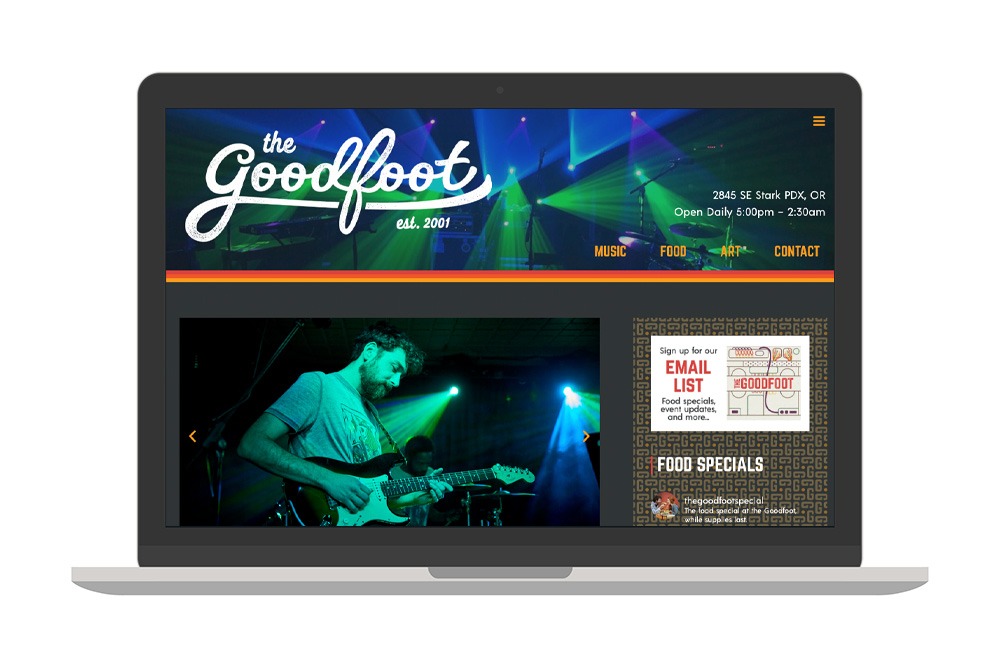 The Goodfoot website laptop view