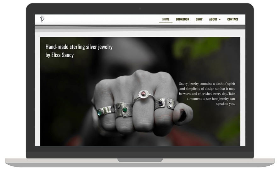 Saucy Jewelry website laptop view
